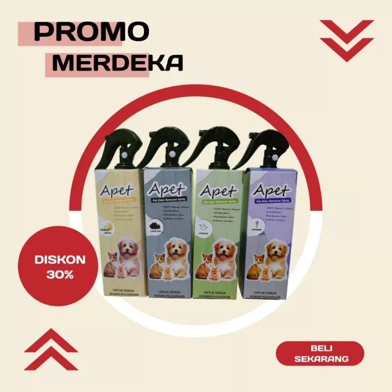 Apet Odor Remover Spray 250ml Penghilang Bau Kandang Kucing Anjing Kelinci