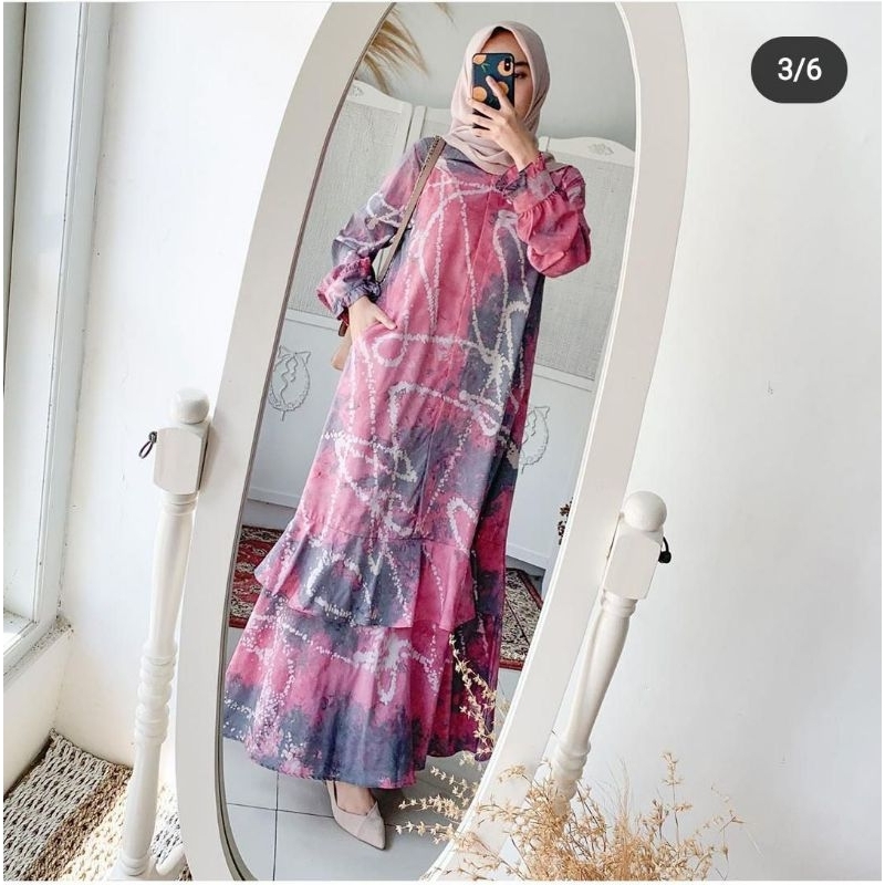 Gamis Celupan Tie Dye Khas Palembang / Gamis Jumputan / Gamis Palembang / Gamis Cotton Mikro / Gamis Busui / Gamis Amstrak / Gamis Muslimah / Dress Jumputan / Gamis / Gamis Aminah Pelangi Tie Dye