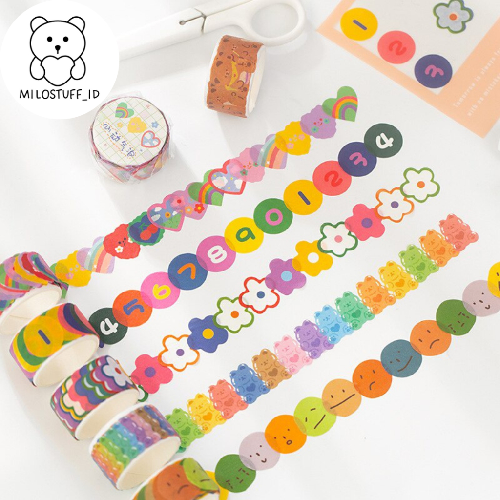 [MILOSTUFF_ID] 100 Pcs Sticker Deco Washi Motif Kartun Selotip Untuk Jurnal DIY Scrapbook--MS0287