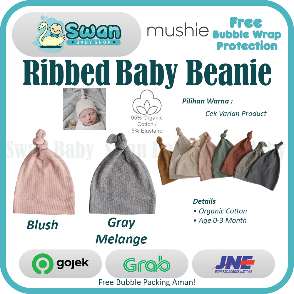 Mushie Ribbed Baby Beanie / Topi Bayi Newborn