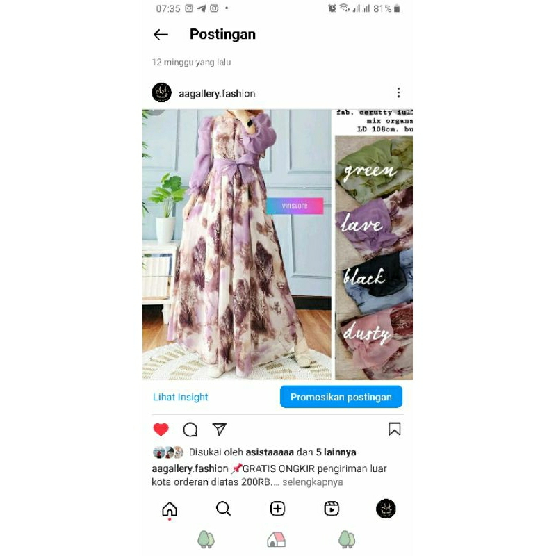 gamis organza premium