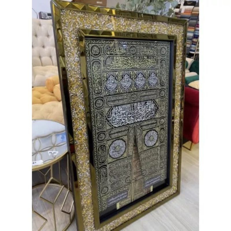 Pintu Kabah Kaligrafi Frame Diamond Luxury Ukuran 120cm x 80cm Hiasan Dinding Islami