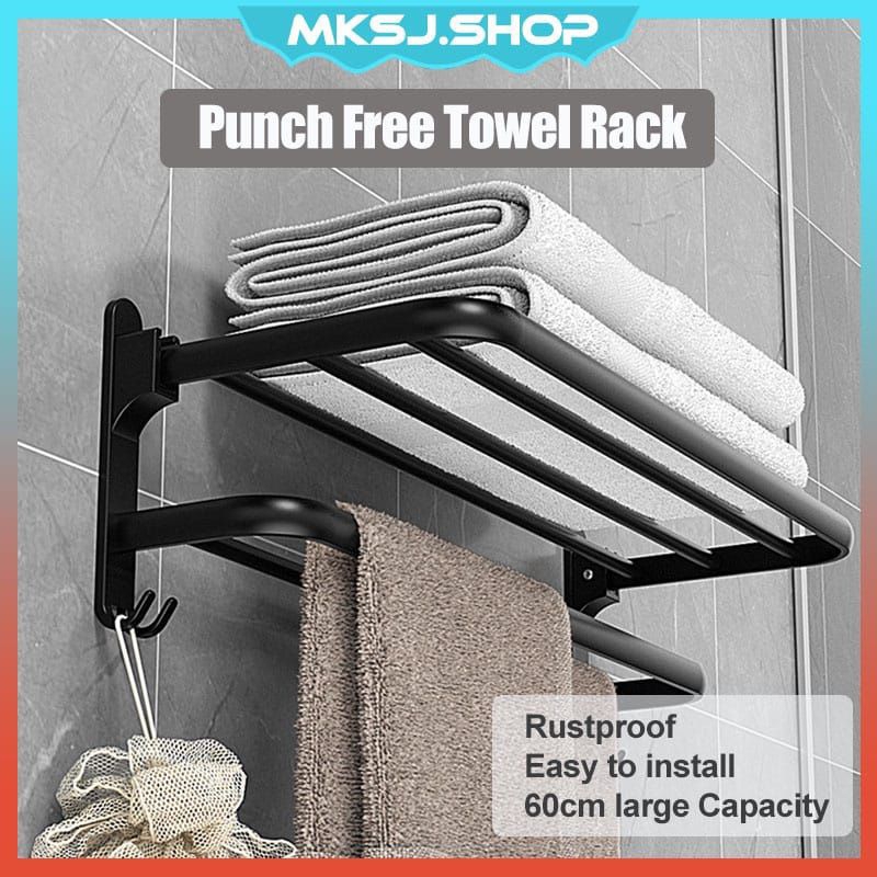 Gantungan Handuk Lipat 60cm Stainless 304 Black Series Bathroom Towel Rack Shower Rack Wall Premium