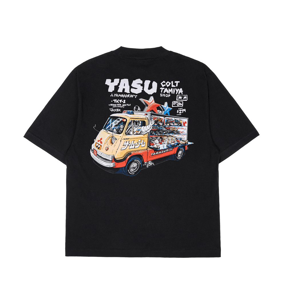 Yamasurih - Kaos Hitam &quot;Yasu Mitsu&quot; Boxy  T-Shirt