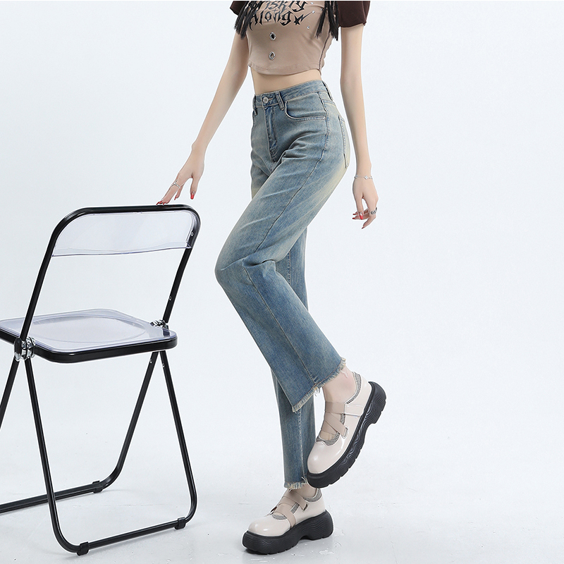 Korean Style Loose High Waist Celana Panjang Jeans Kulot Boyfriend