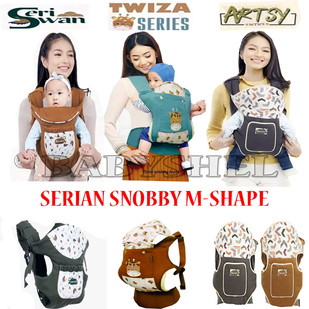 Snobby Gendongan Bayi Ransel M-Shape Twiza Series | Gendongan Bayi Ransel M-Shape Swan | Gendongan Ransel Artsy