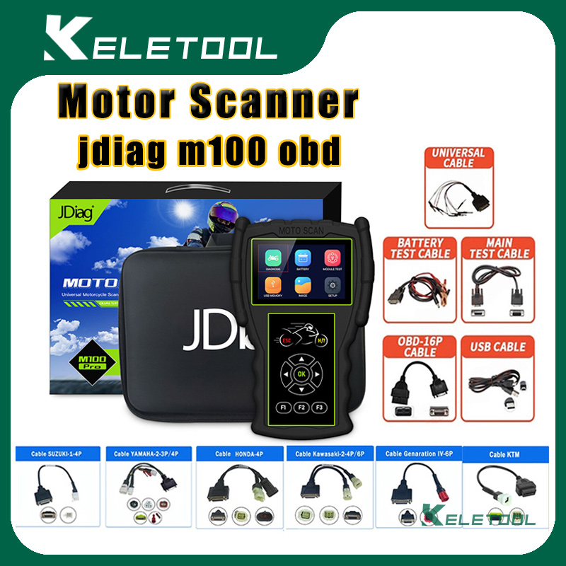 SCANNER JDIAG M100 PRO SUDAH BERIKUT KABEL SEMUA MOTOR，OBD2 CO DLC Motor