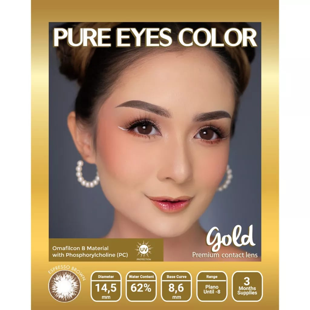 Softlens Warna Pure Eyes Color Gold warna Brown (Espresso)