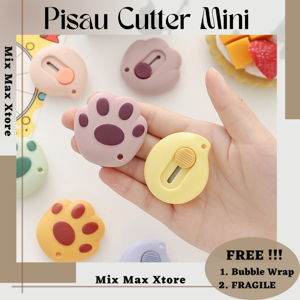 Pisau Cutter Mini Pemotong Kertas Desain Cat Paw - Pink