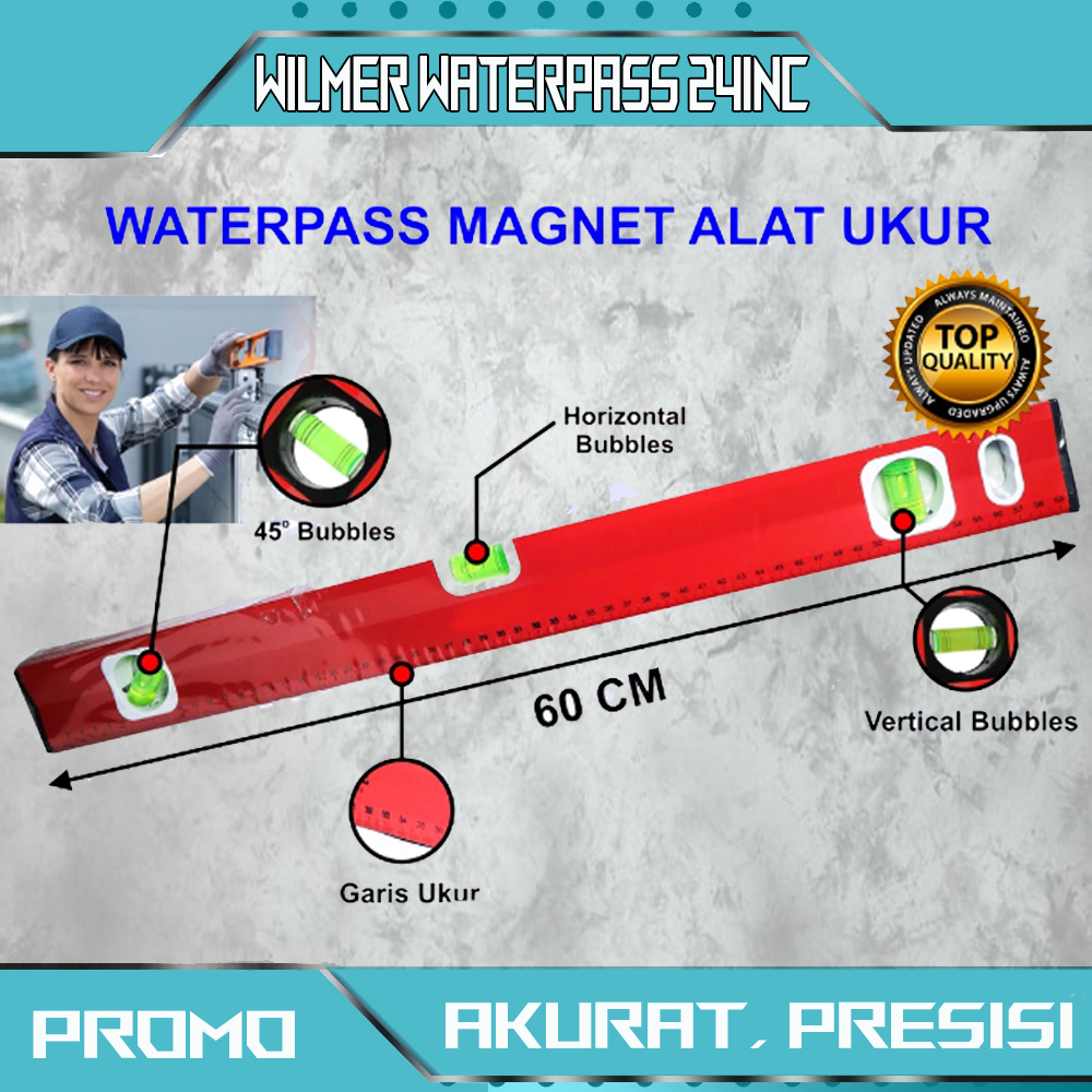 Waterpass Waterpas Magnet 24&quot; 24inch 60CM WILMER Waterpass Heavy Duty Level Torpedo 60Cm