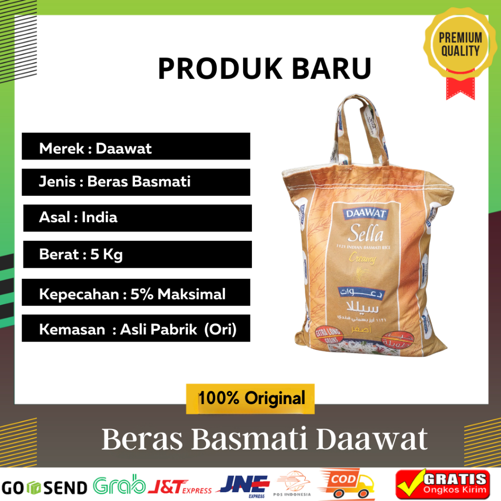 

Beras Basmati 5Kg Creamy Sella Extra Long Grains Original Asli India Cocok Untuk Nasi Kebuli Nasi Mandhi Nasi Briyani