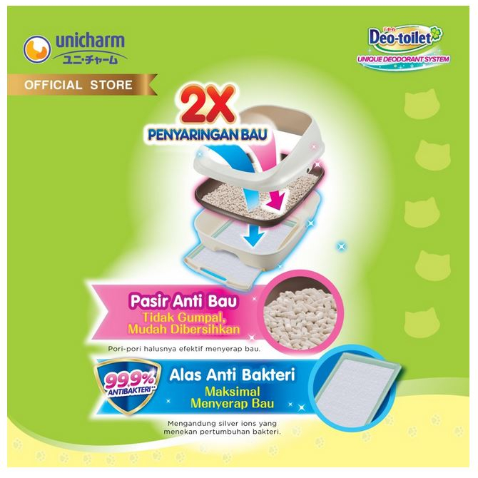 DEO Toilet Open Top Ivory Set Cat Litter Box Bak Pasir Kucing UNICHARM