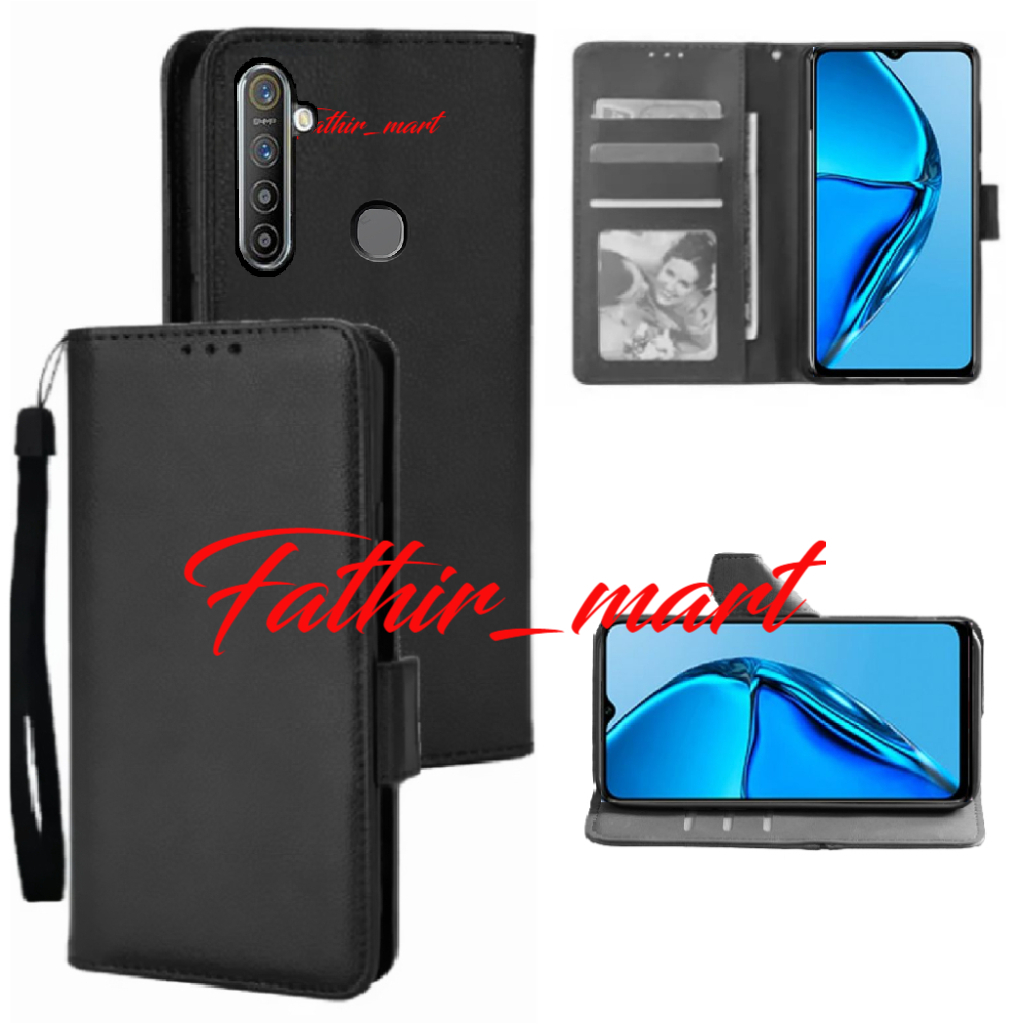 Case Dompet Hp Realme 5s Case Leather Flip case Cover Kulit Casing Dompet