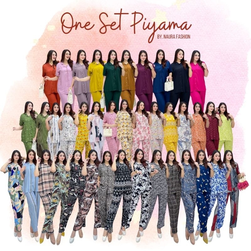 ONESET PIYAMA BY. NAURA FASHION / SETELAN TANGAN PENDEK / SET RAYON PREMIUM / SET POLOS TWILL ORI PR