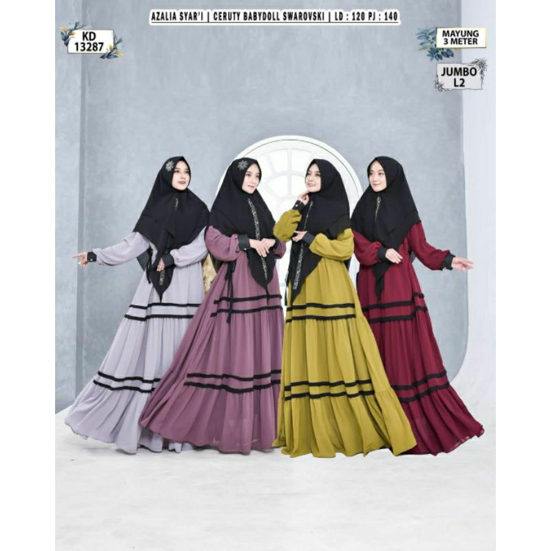 azalia syari/gamis syari/gamis/gamis wanita/gamis syari set hijab/gamis syari branded