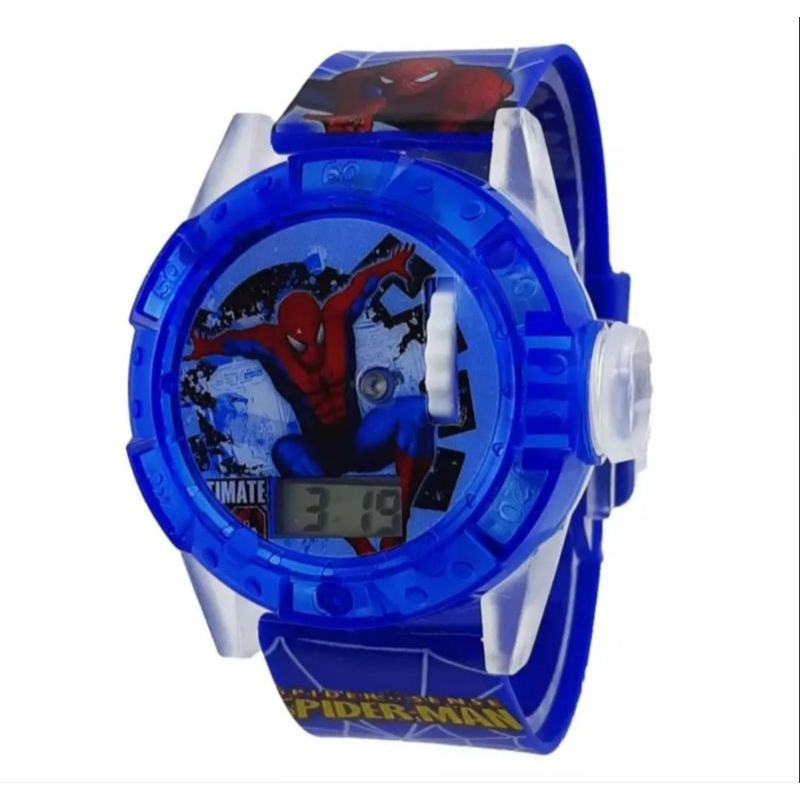 Jam Tangan Anak Laki Laki Murah Lampu Musik  Melodi Laser Karakter Spiderman