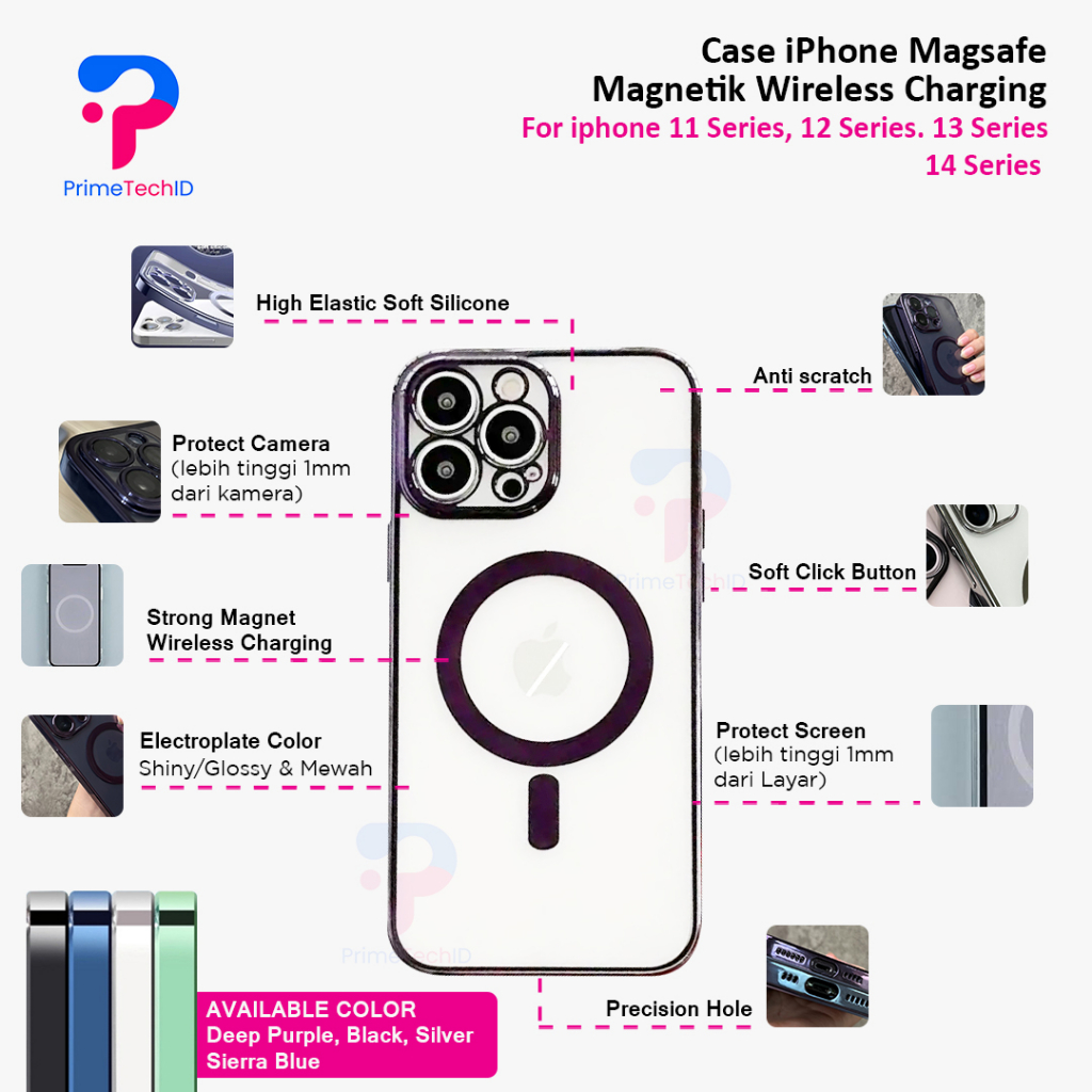 Case iPhone Magsafe Magnetik Wireless Charging pelindung lensa kamera iPhone 11 11 Pro 11 Pro Max 12 12 Pro 12 Pro Max 13 13 Pro 13 Pro Max