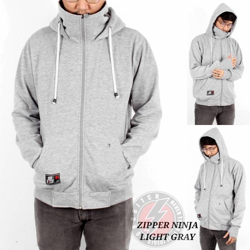 JAKET HOODIE NINJA ZIPPER ROUGHAND BASIC POLOS OVERSIZE