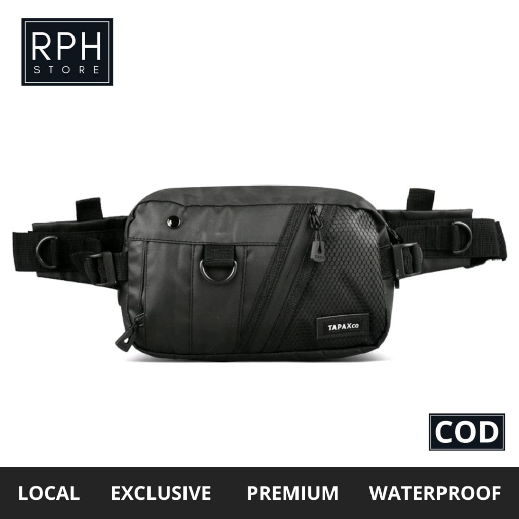 Tas Selempang Slempang Waistbag Pinggang Pria Cowok Distro Anti Air Waterproof Kecil Original R28