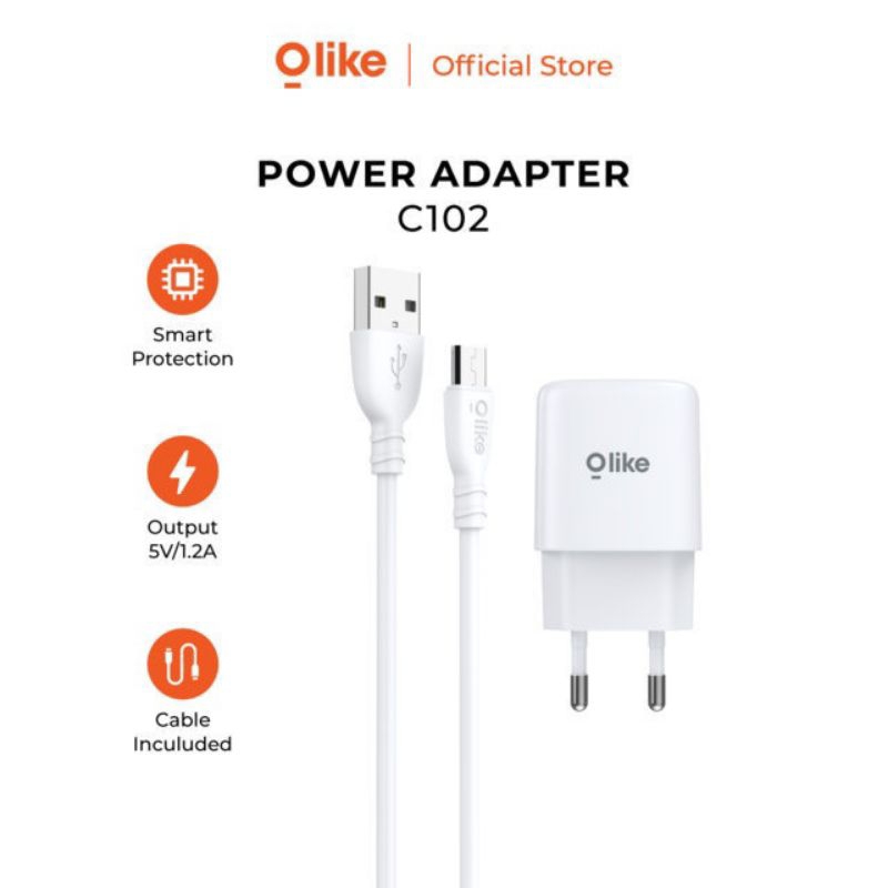 Olike C102 Adapter Adaptor Charger 6W Free Kabel Micro USB