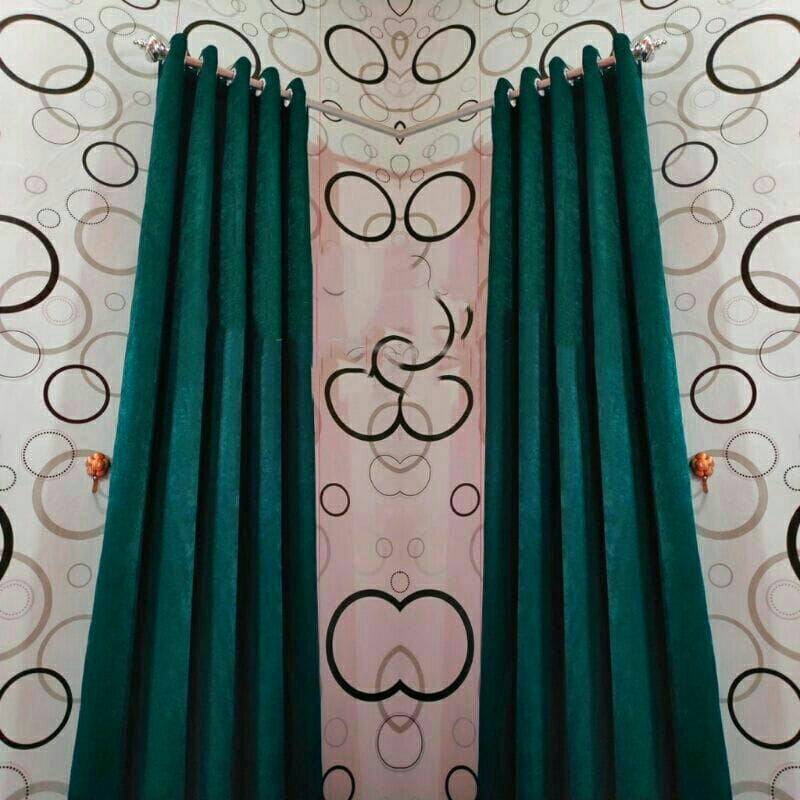 gorden embos polos hordeng jendela panjang 4 meter gorden hijau