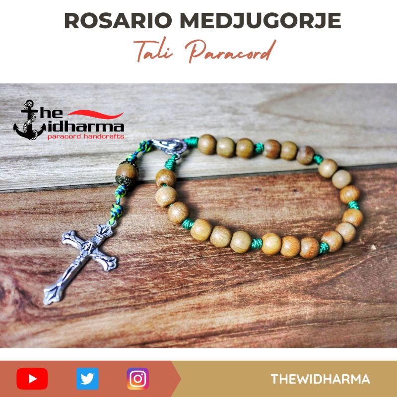 Rosario Medjugorje Kayu Tali Paracord