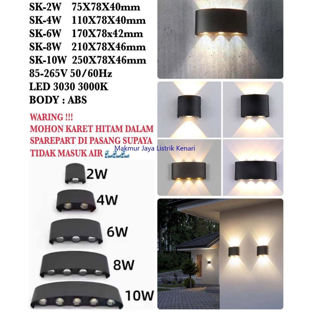 Lampu Dinding Taman Outdoor 2 Arah 6 watt 2 Arah 2 Watt Minimalis