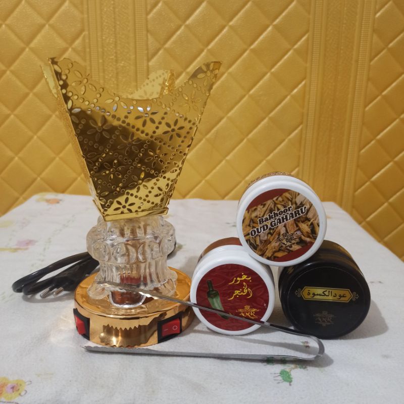 Paket Tempat Dupa Listrik Plus Lampu 1 Set Murah Tempat Buhur LED