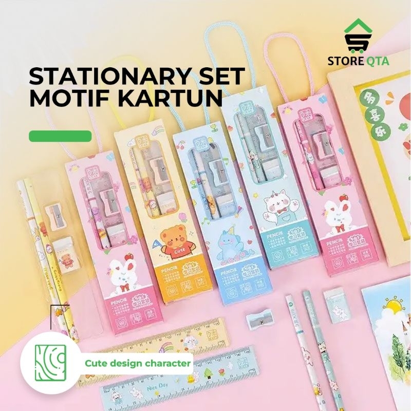 

paket / set alat tulis anak model kartun stationary set souvenir ulang tahun anak