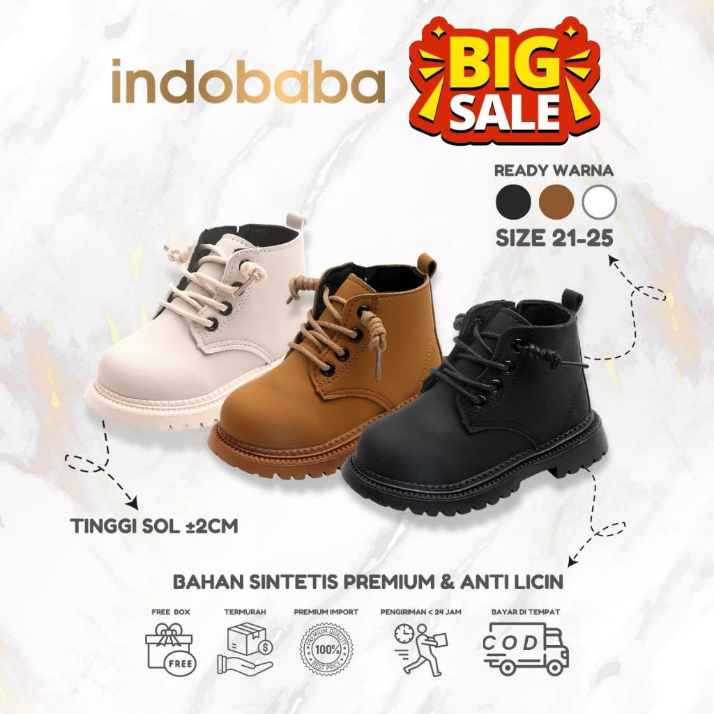 indobaba Sepatu Boots Sneakers Anak Import Unisex Size 21-25 S121