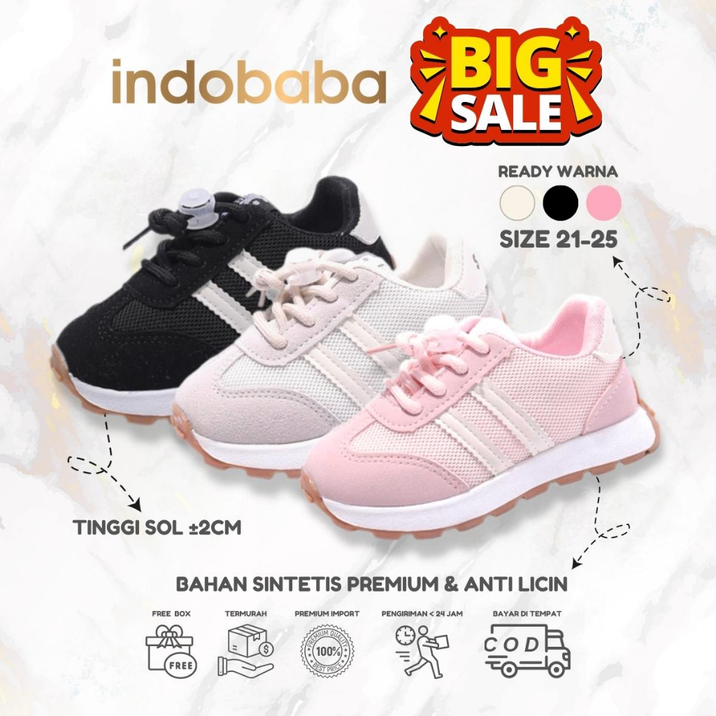 indobaba Sepatu Anak Perempuan Sneakers Anak Import Casual Usia 1-5 Tahun S161