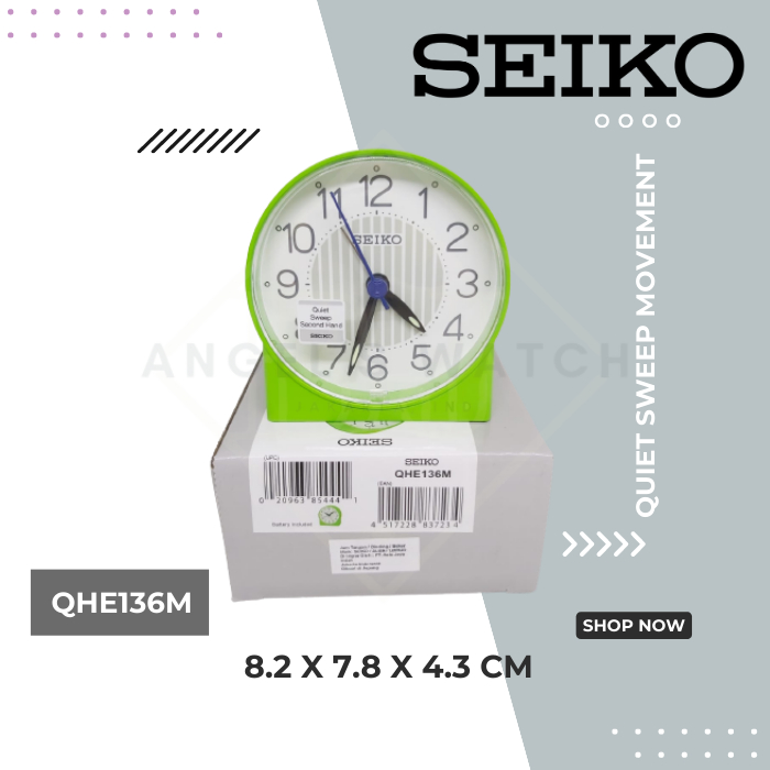 JAM WEKER SEIKO SILENT QUIET SWEEP MOVEMENT GLOW IN THE DARK QHE136M ORIGINAL