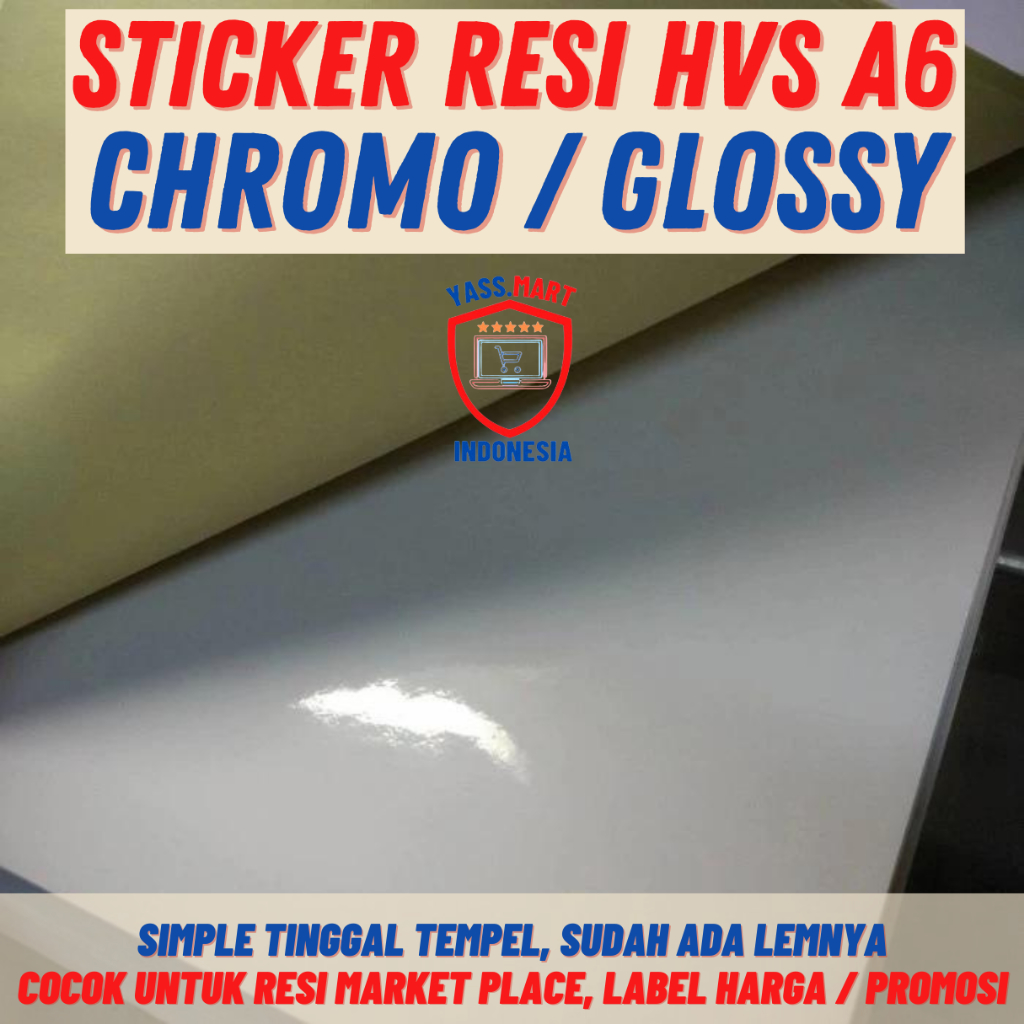 

500 Lembar Sticker Chromo A6 / Kertas Stiker Glossy Mengkilap A6 1 RIM Untuk Printer Laserjet & Sticker Thermal Untuk Printer Epos Yass Mart ID