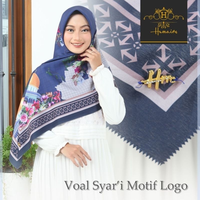 PAKET USAHA / SERAGAM JILBAB SEGI4 VOAL SYAR'I MOTIF LOGO HUMAIRA/HIJAB SEGIEMPAT HUMAIRA MOTIF JUMBO
