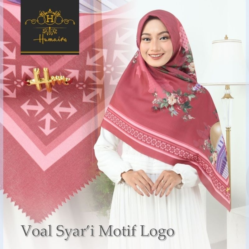 PAKET USAHA / SERAGAM JILBAB SEGI4 VOAL SYAR'I MOTIF LOGO HUMAIRA/HIJAB SEGIEMPAT HUMAIRA MOTIF JUMBO