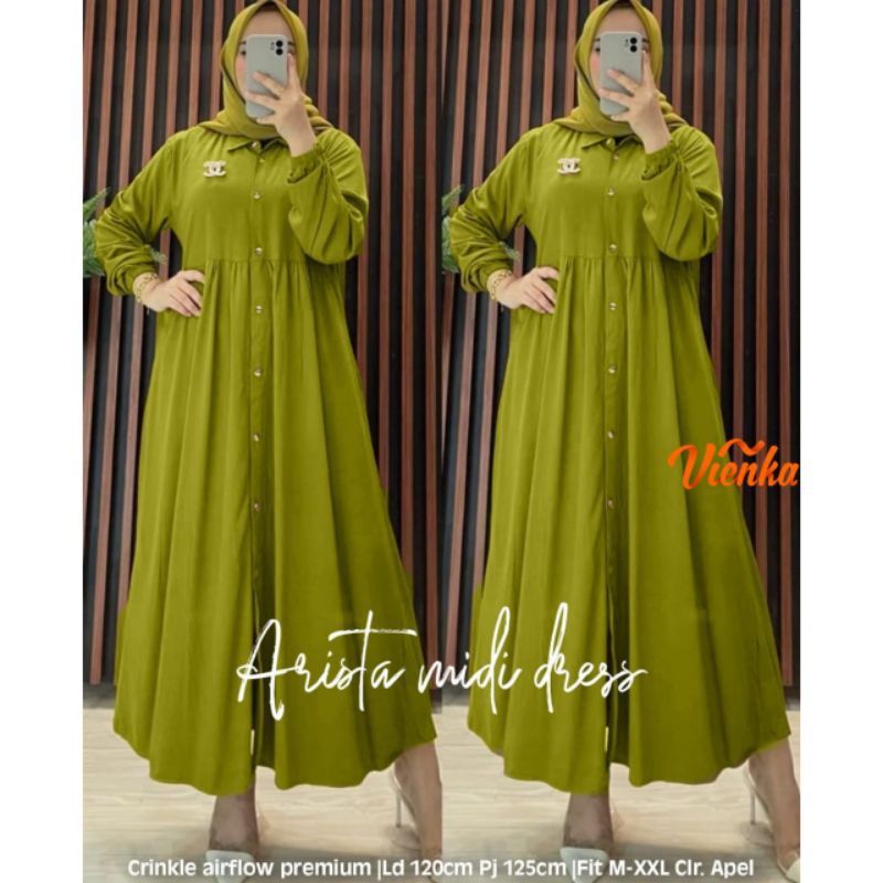 Arista midi dress crinkle airflow jumbo/Midi dress airflow premium size xxl