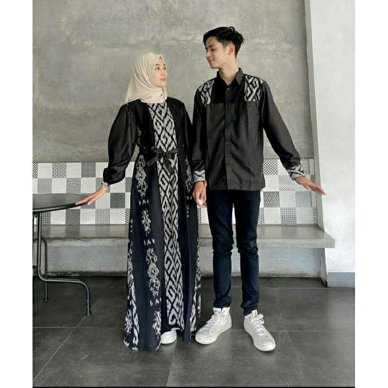 Baju Couple Tenun - Couple Pasangan - Gamis Tenun - Kemeja Tenun Mix Kain Toyobo