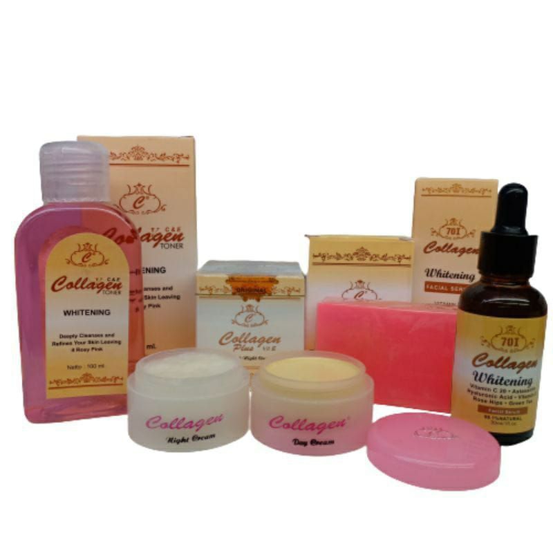 Paket Cream Collagen 5in1/Cream Collagen Siang Malam/Sabun/Toner/Serum Collagen