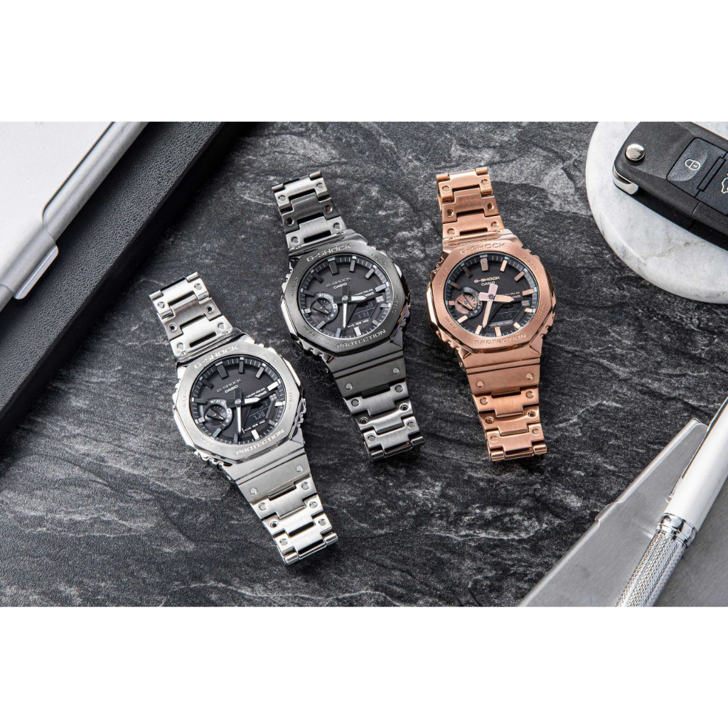 JAM TANGAN GSHOCK GM-2100 RANTAI-STAINLESS - BOX FULLSET