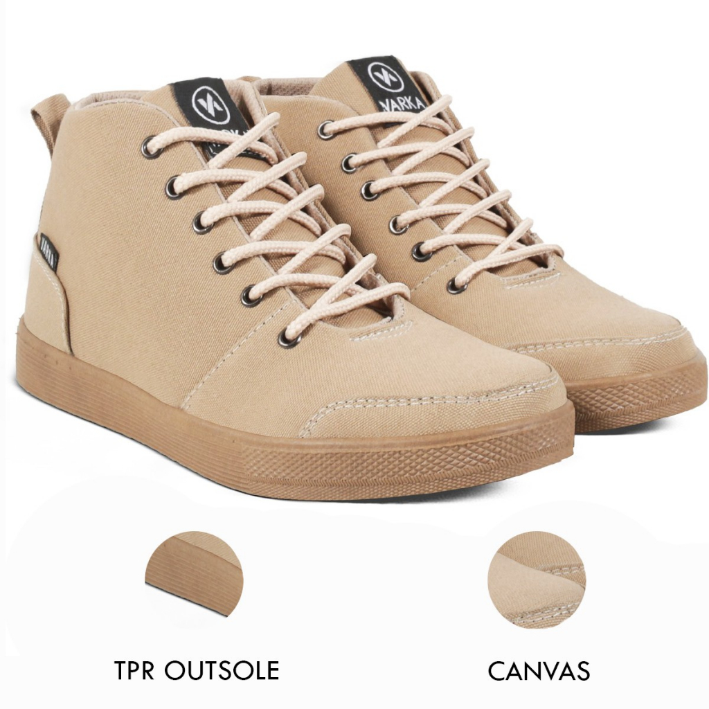 Sepatu Sneakers Pria V 29912 Brand Varka Sepatu Semi Boots untuk Kuliah Sekolah Kerja Hangout Berkualitas - Krem