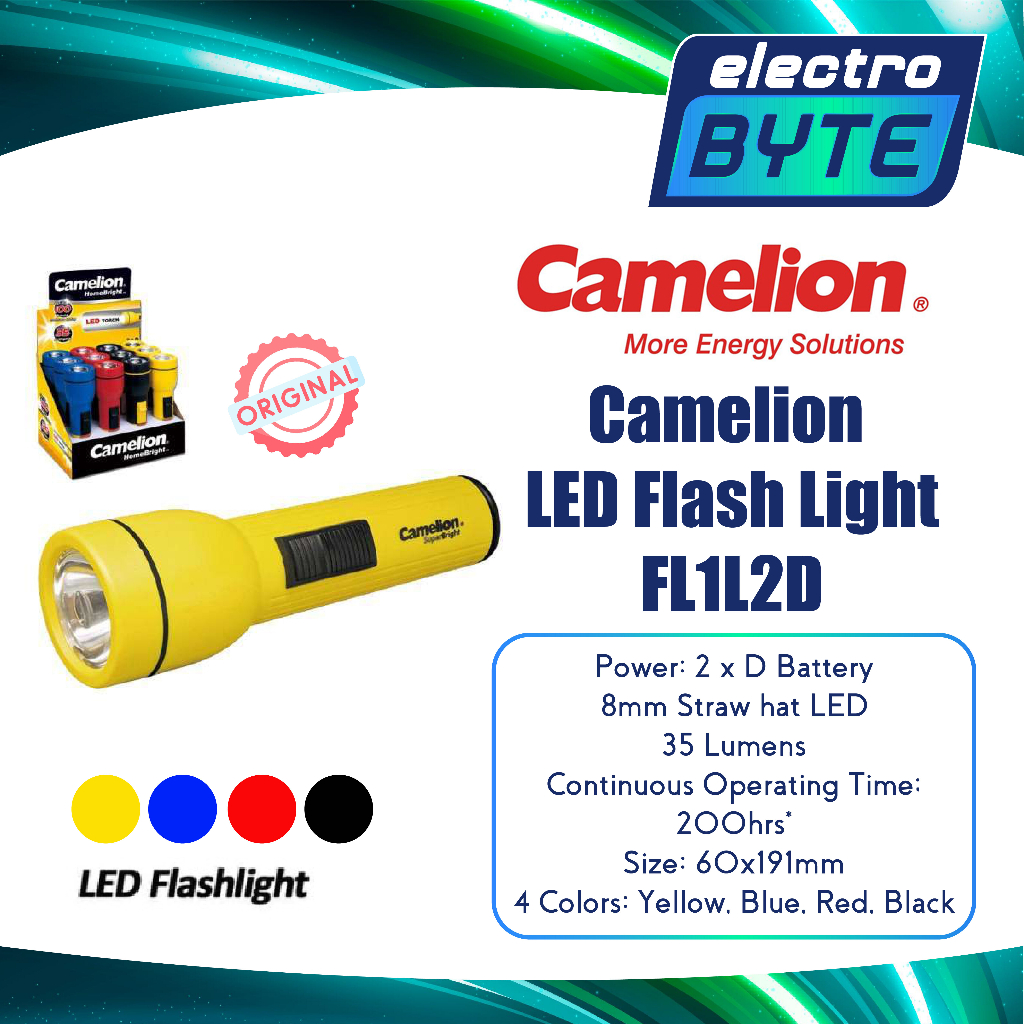 Camelion Senter LED FL1L2D 2 X Baterai D / CAMELION SENTER LED - FL1L2D - CAMELION FLASHLIGHT