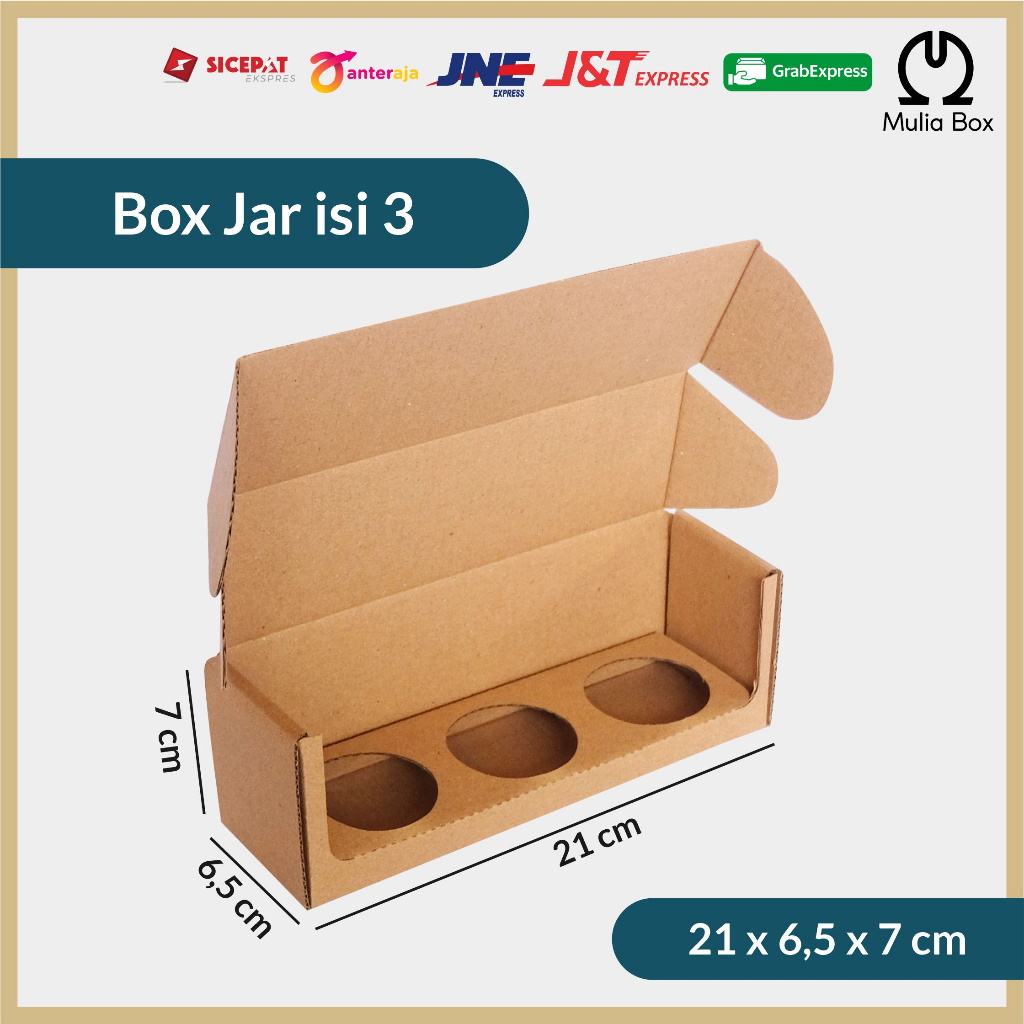 

Kardus Packing Pizza Box 21 x 6,5 x 7 cm Corrugated Die Cut Isi 3 Jar Kaca 50ml Madu Sambal