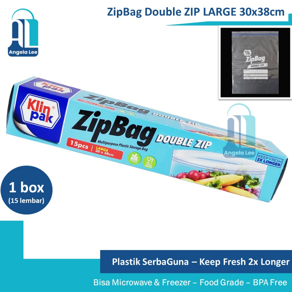 Klinpak ZipBag Double Zip Storage Bag plastik serbaguna reusable Small Large