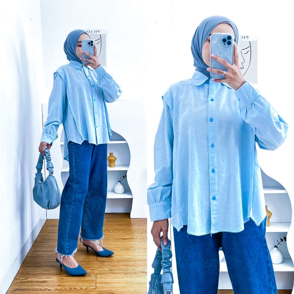 BLOUSE WANITA MELLY BLOUSE BP BAHAN LINEN LD 110 CM PB DEPAN 63 PB BELAKANG 73 CM MELLY BLOUSE BP BAHAN LINEN LD 110 CM PB DEPAN 6 PB BELAKANG 73 CM BLOUSE KOREAN STYLE / KEMEJA OVERSIZE WANITA / BAJU BLOUSE ATASAN WANITA TERBARU 2023