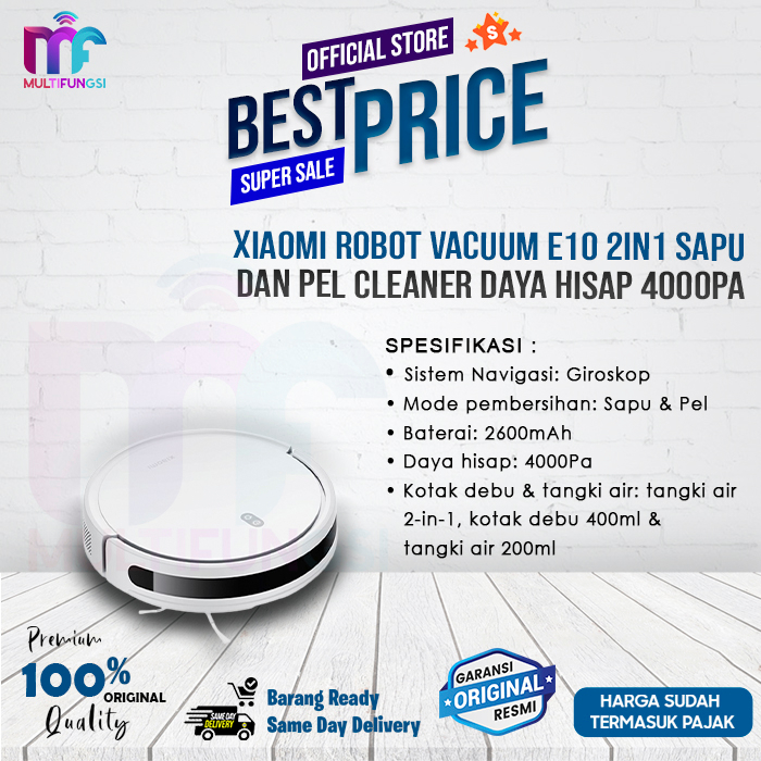 Xiaomi Robot Vacuum E10 2in1 Sapu dan Pel Cleaner Daya Hisap 4000pa