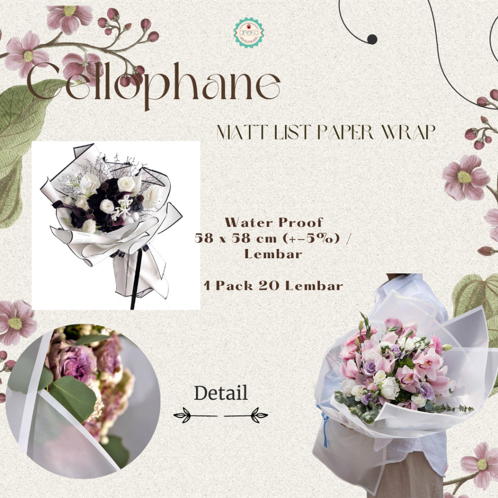 AnekaBenang - [ PACK ] Kertas Cellophane Buket Bunga [Matt List] Flower Wrapping Paper Celophane