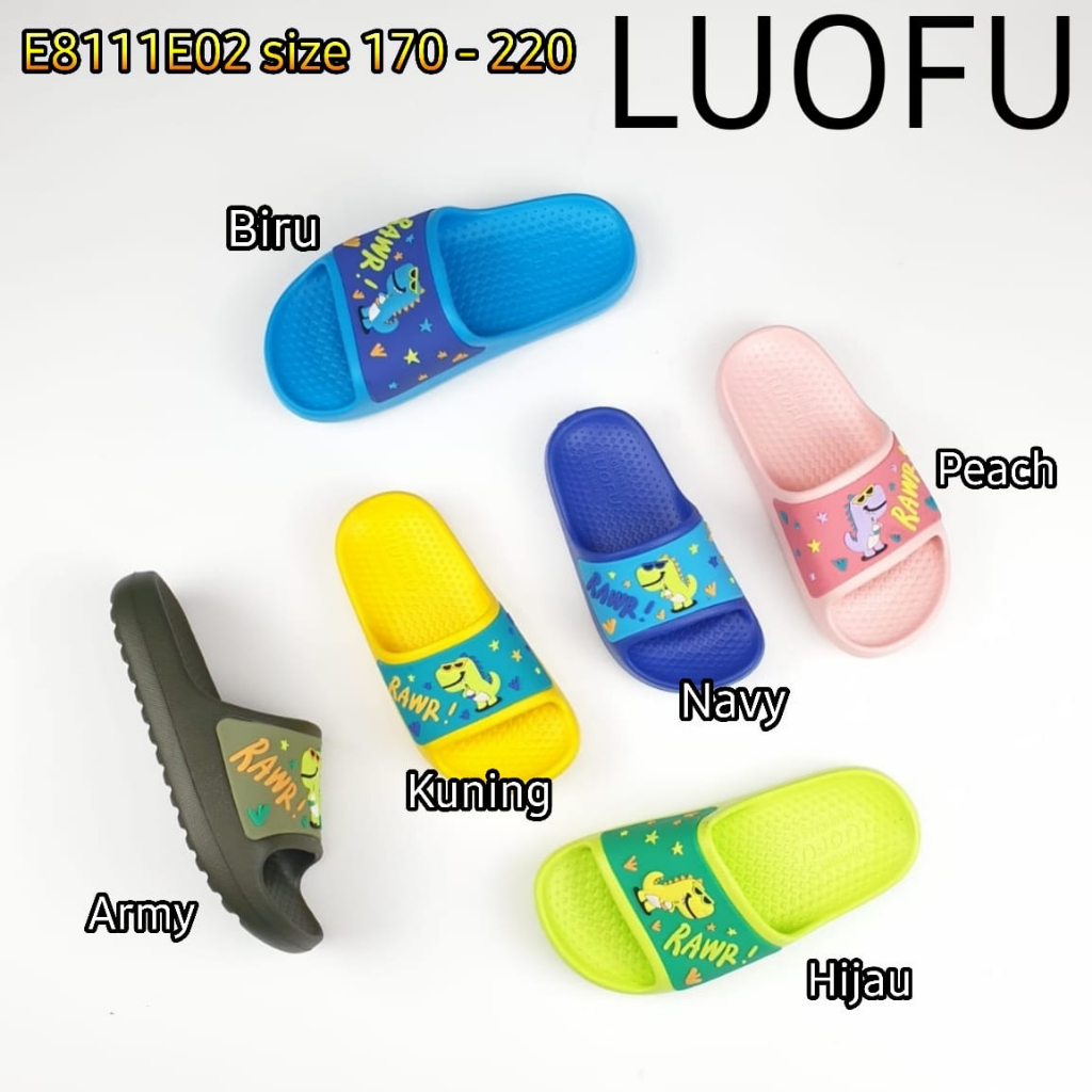 LUOFU ORIGINAL jelly sandal selop karet empuk murah anak cowok unisex import E8111E02