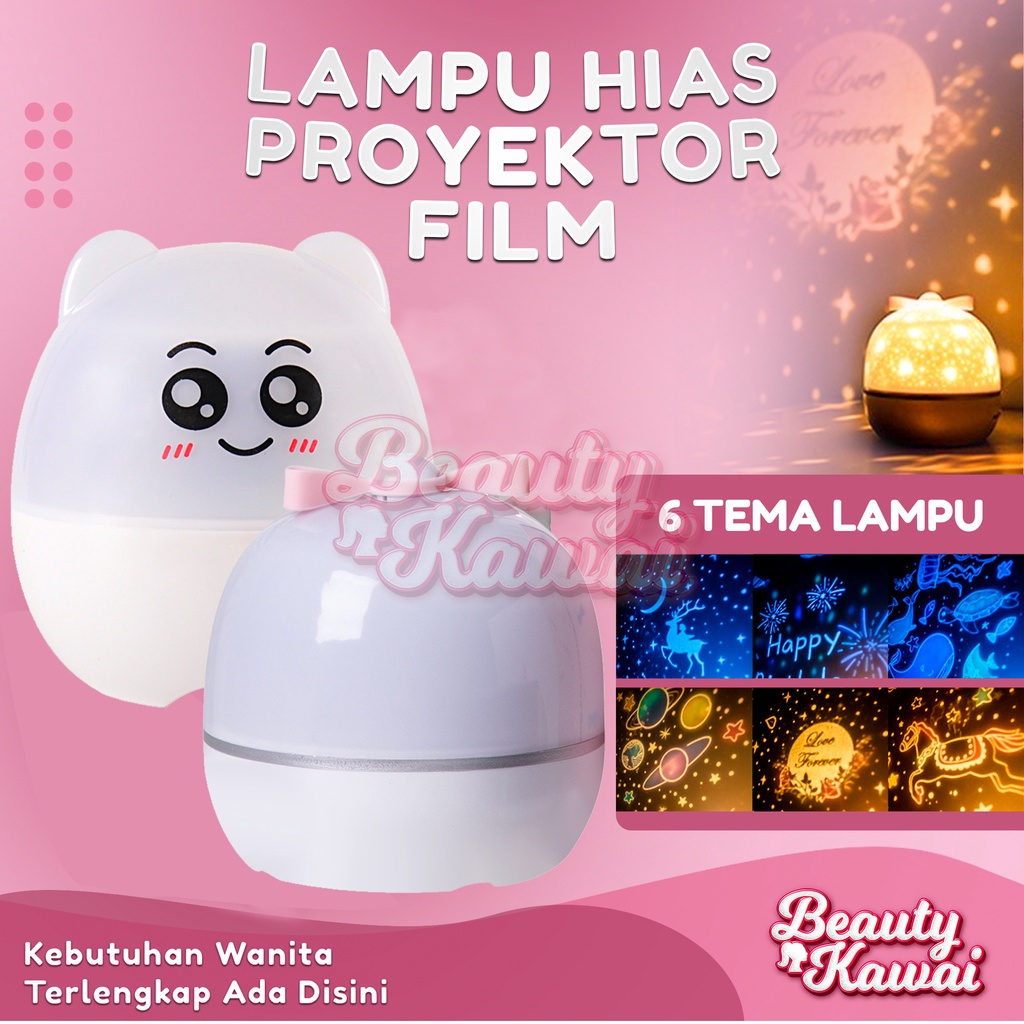 Lampu Tidur Aesthetic Star Proyektor Karakter Bintang Bulan LED Rotating