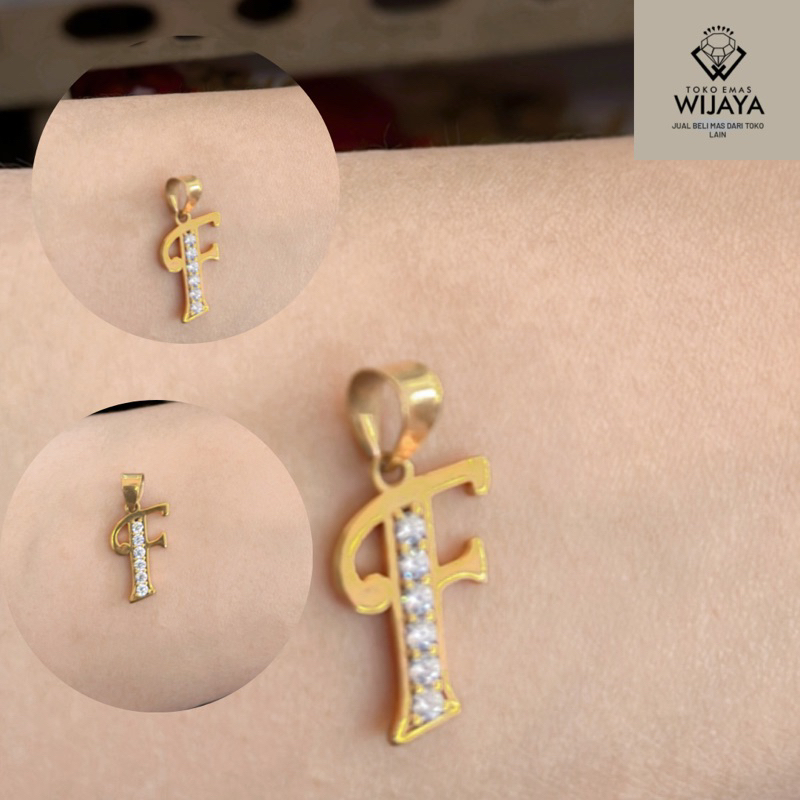 liontin emas huruf f kadar 375 8k