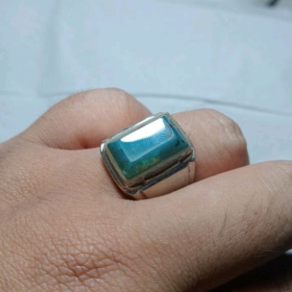 batu cincin bacan Doko Mejiko biru totol kotak keristal